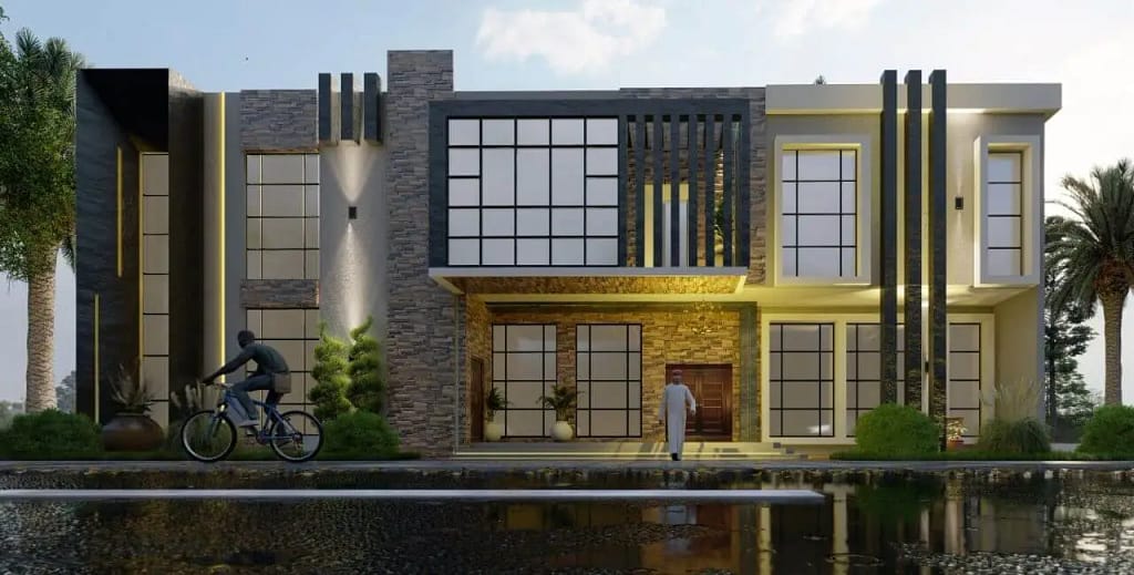 modern house design with complete architectural and structural details