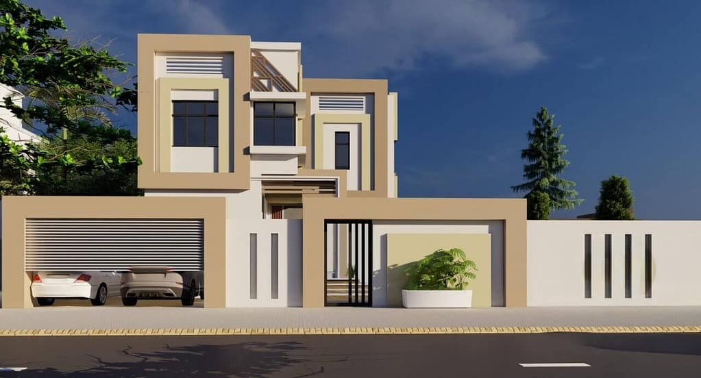Modern house design with complete architectural and structural details