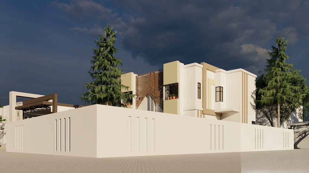 Modern house design with complete architectural and structural details