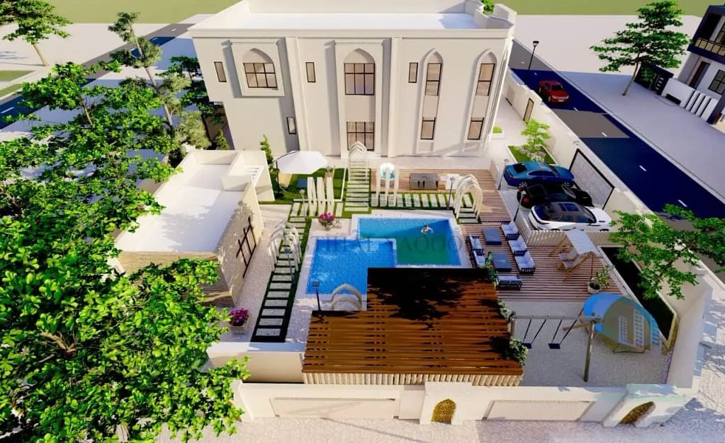 Modern house design with complete architectural and structural details