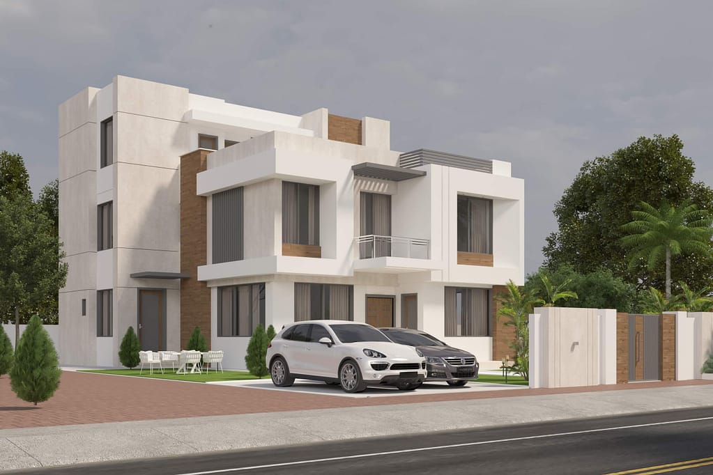 three floor modern house design,plot size( 20 m x 30 m) (copy)