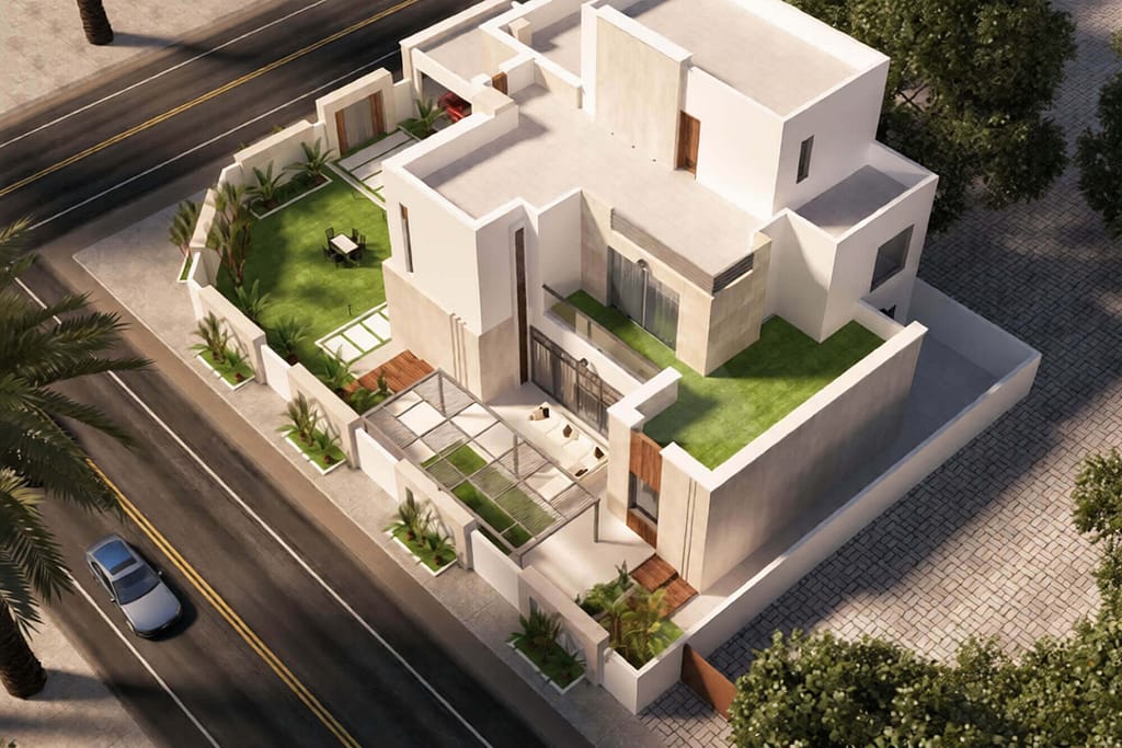 three floor modern house design (4 house), plot size 40 m x 25 m (copy)