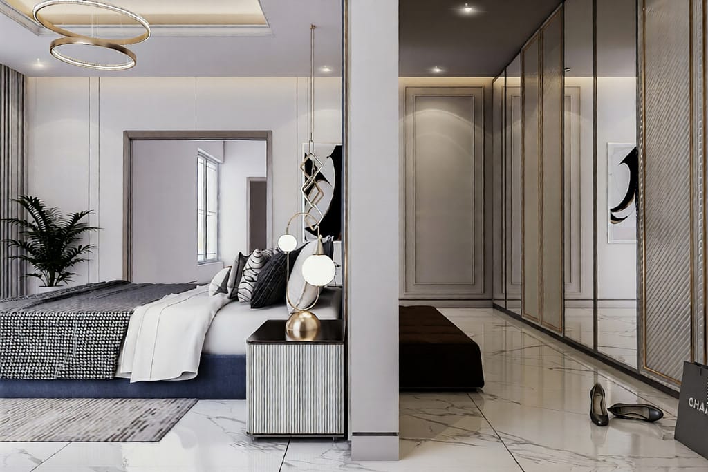 550 bed room interior design,size (6.00mx6.90m)