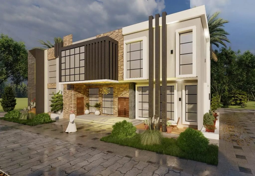 modern house design with complete architectural and structural details