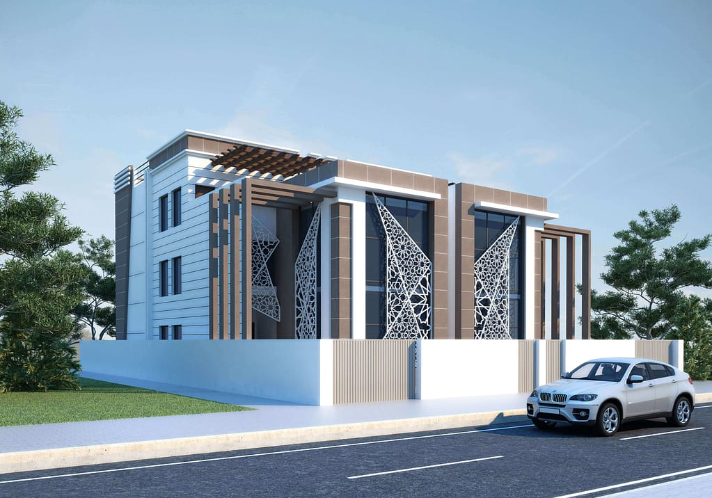 three floor modern house design , plot size 20 m x 30 m