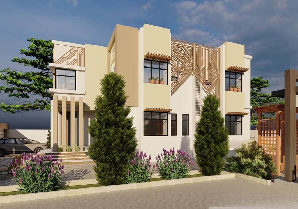 two floor modern house design , plot size 20 m x 30 m