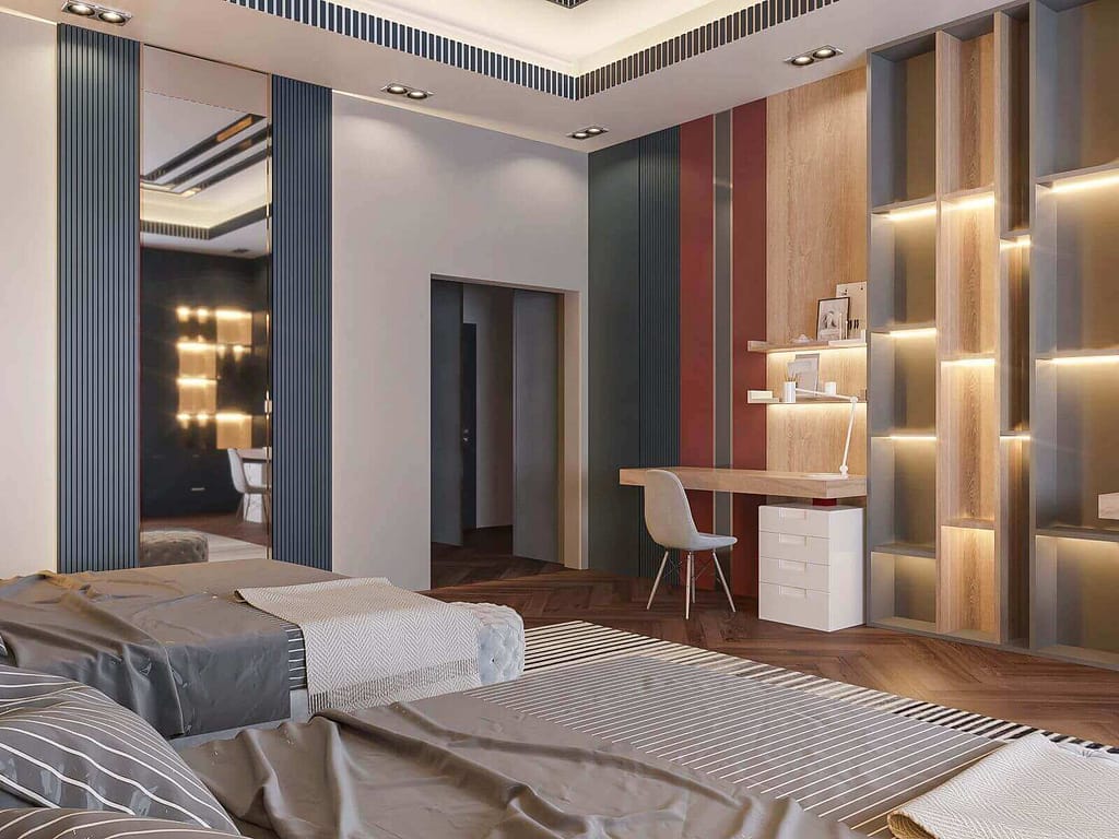 506 modren bed room interior design, size (7.00mx5.50m)