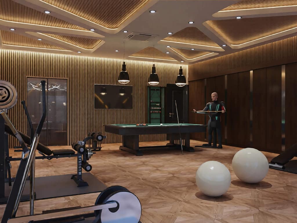 508 modern gym interior design, size (7.00mx6.20m)