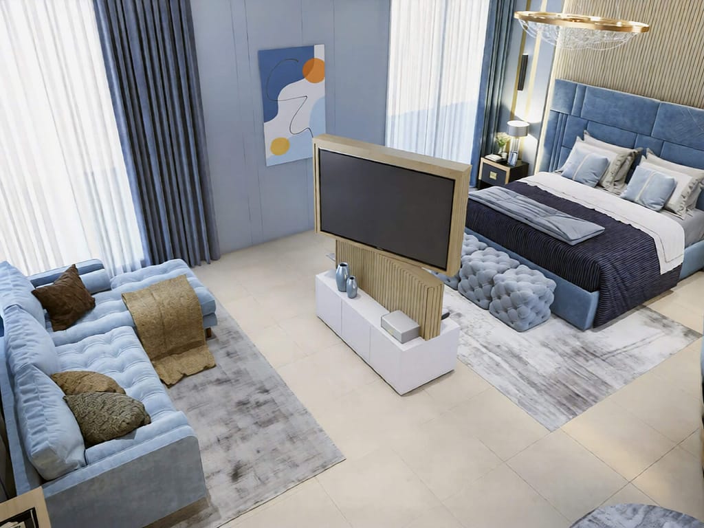 512 modern guest room interior design, size (5.20mx6.00m)