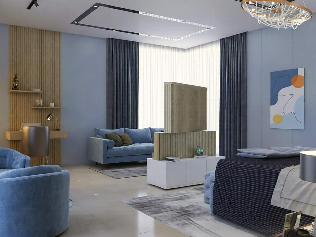 512 modern guest room interior design, size (5.20mx6.00m)
