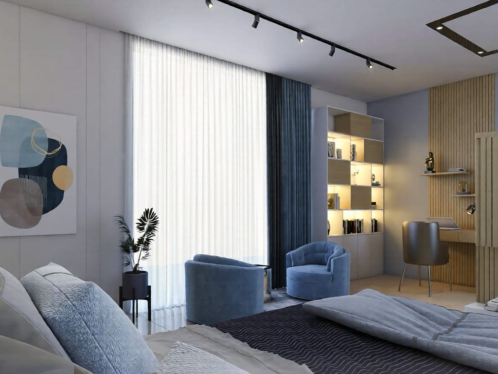 512 modern guest room interior design, size (5.20mx6.00m)