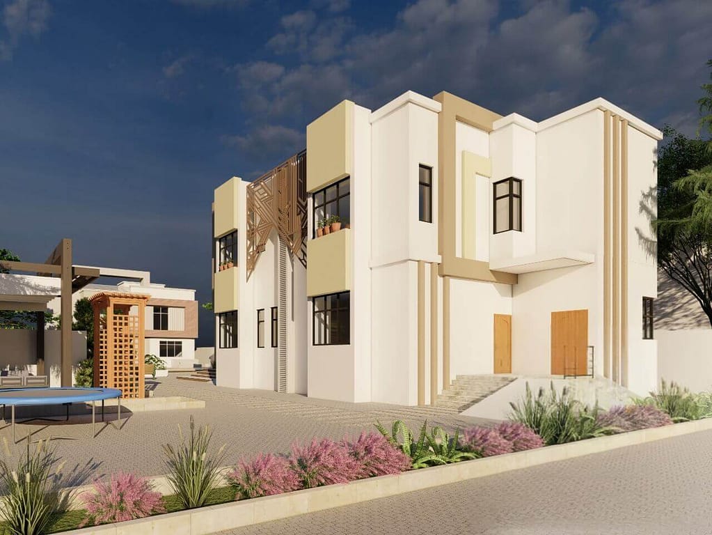 Modern house design with complete architectural and structural details