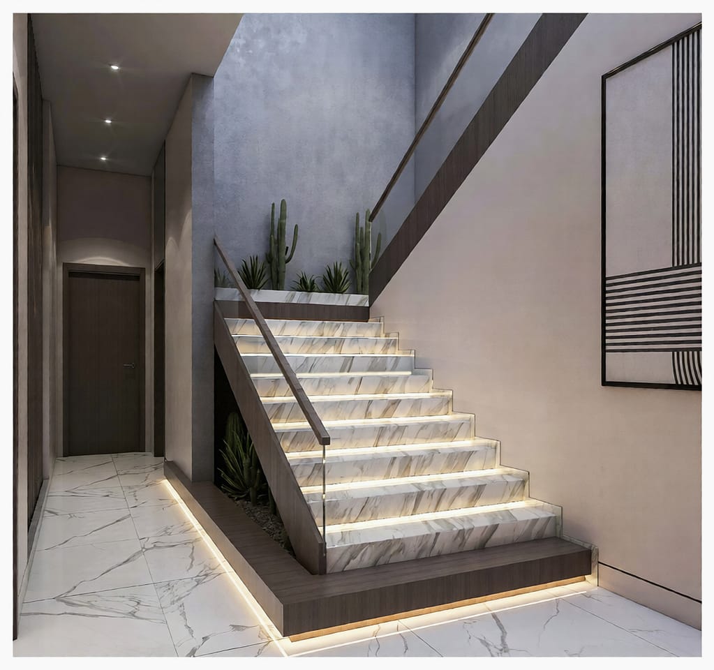 528 staire room interior design,size (3.00mx7.60m)