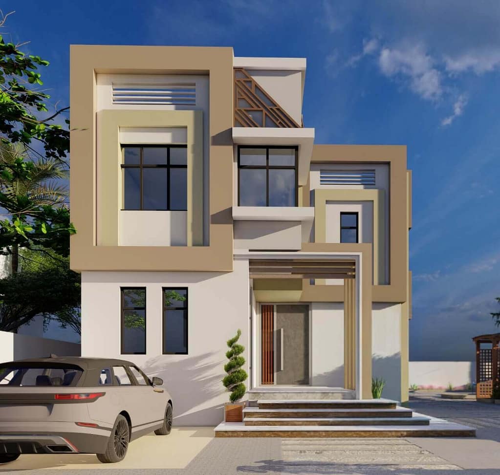 two floor modern house design , plot size 20 m x 30 m