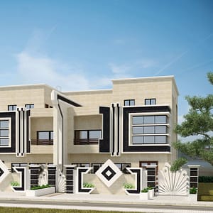 three floor modern house design ,4 houses, plot size 25 m x 40 m