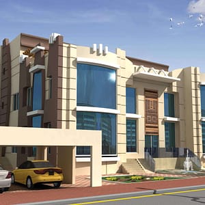 three floor modern house design , plot size 34 m x 30 m