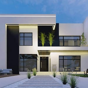 two-floor modern house design, plot size 20 m x 25 m