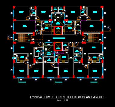 1002 11 floor building design ,plot size (25mx20m)