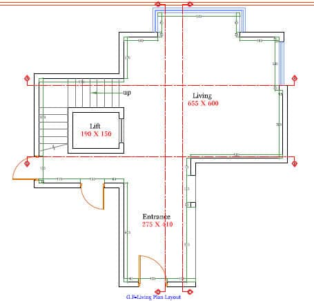 523 family hall interior design,size (5.50mx6.00m)