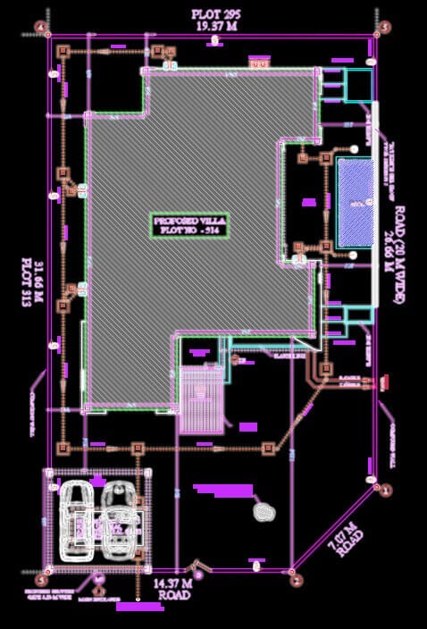 three floor modern house design, plot size 20 m x 32 m