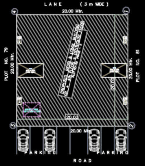 1007 7 floor building design ,plot size (25mx20m)
