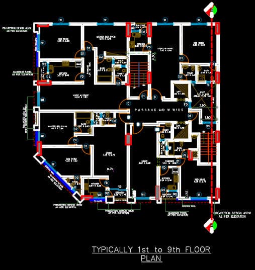 1009 12 floor building design ,plot size (20mx20m)