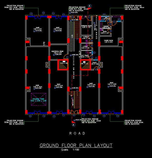 1007 7 floor building design ,plot size (25mx20m)