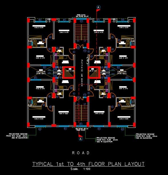 1007 7 floor building design ,plot size (25mx20m)