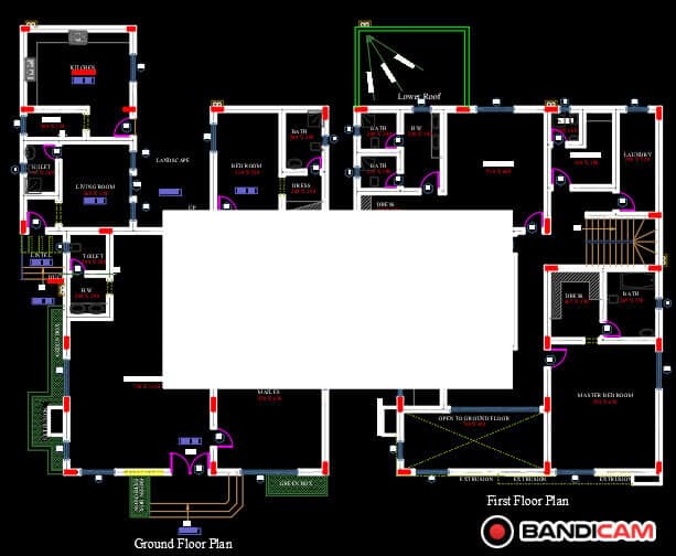 Modern house design with complete architectural and structural details