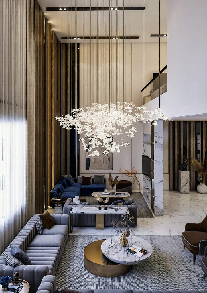 514 modern family hall interior design, size (7.20mx7.50m)