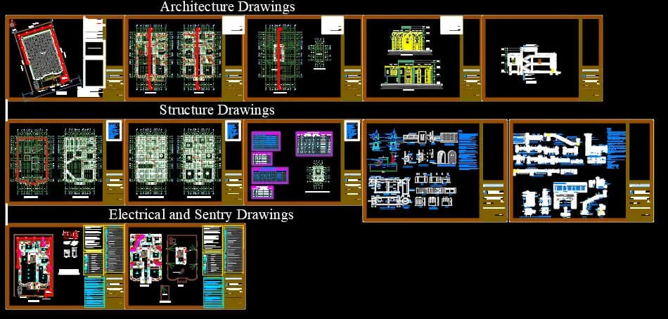 Modern house design with complete architectural and structural details
